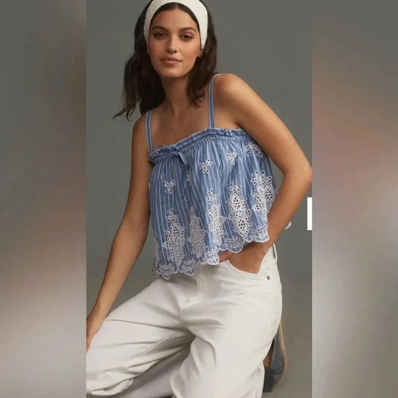 Maeve Tops - Maeve Eyelet Babydoll Tank